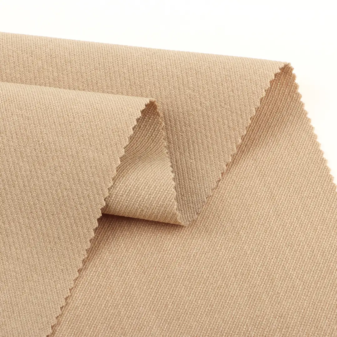 China Fabric for Pants,Suit Trouser,Blazer,Shorts,Trench Coat,Suit,Men's Pants (Sweater),Women's Pants (Sweater),Skirt (Sweater) Polyester/Rayon Twill Woven Blended Fabric Polyester Spandex khaki color buy from China wholesaler bulk order at wholesale price free worldwide shipping Alibaba
