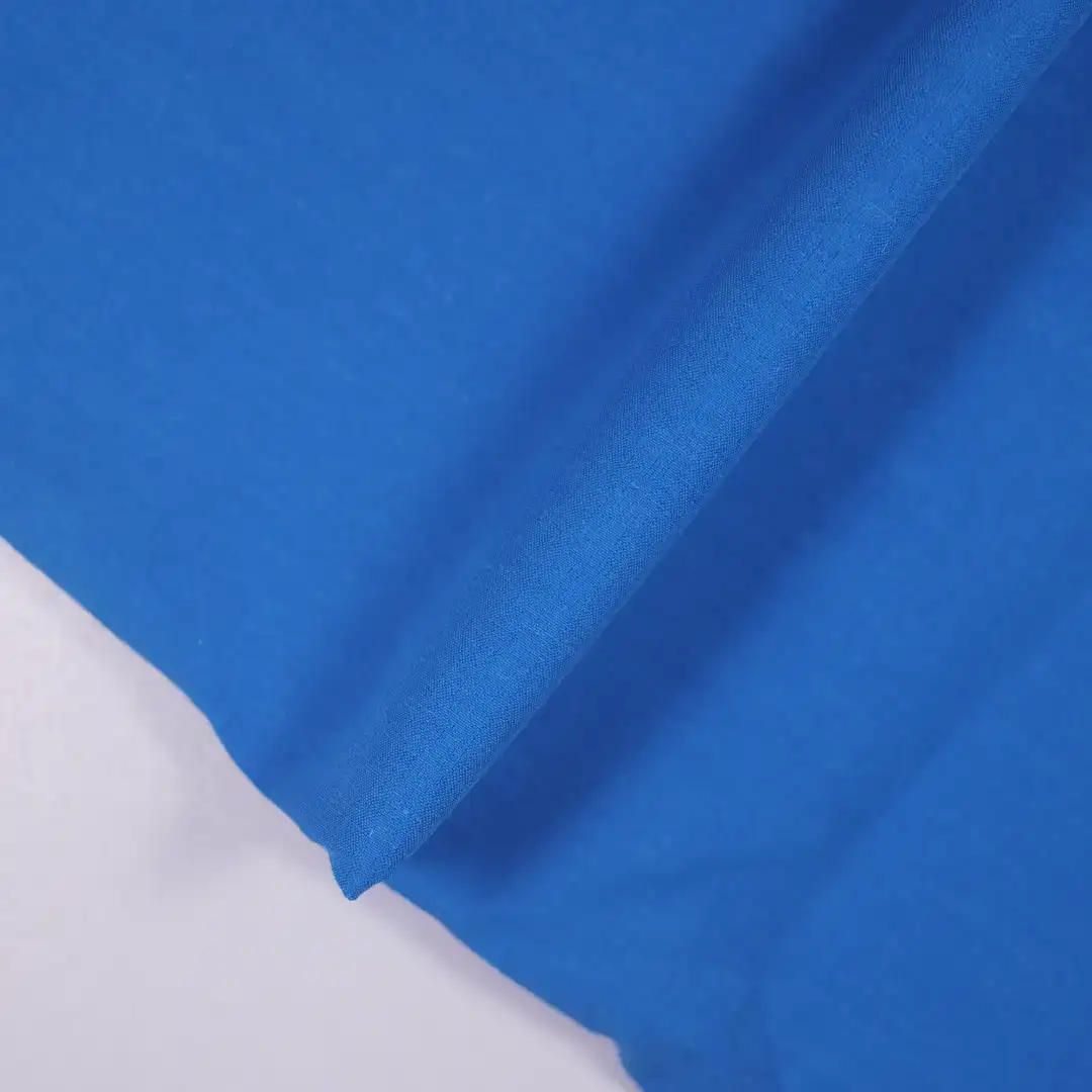 China Fabric for Shirt,Jackets,Trench Coat Cotton/Rayon Plain Woven Blended Fabric Tencel Nylon Flax Cotton Spandex BLUE color buy from China wholesaler bulk order at wholesale price free worldwide shipping Alibaba