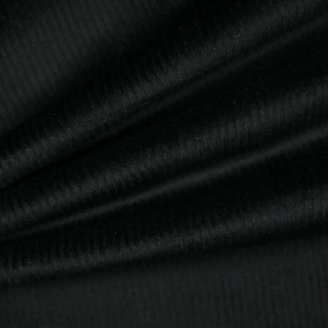 China Fabric for Shorts,Hoodie,Strap Midi Dress,Tank Midi Dress knitted Corduroy Knit Fabric Polyester Spandex black color buy from China wholesaler bulk order at wholesale price free worldwide shipping Alibaba