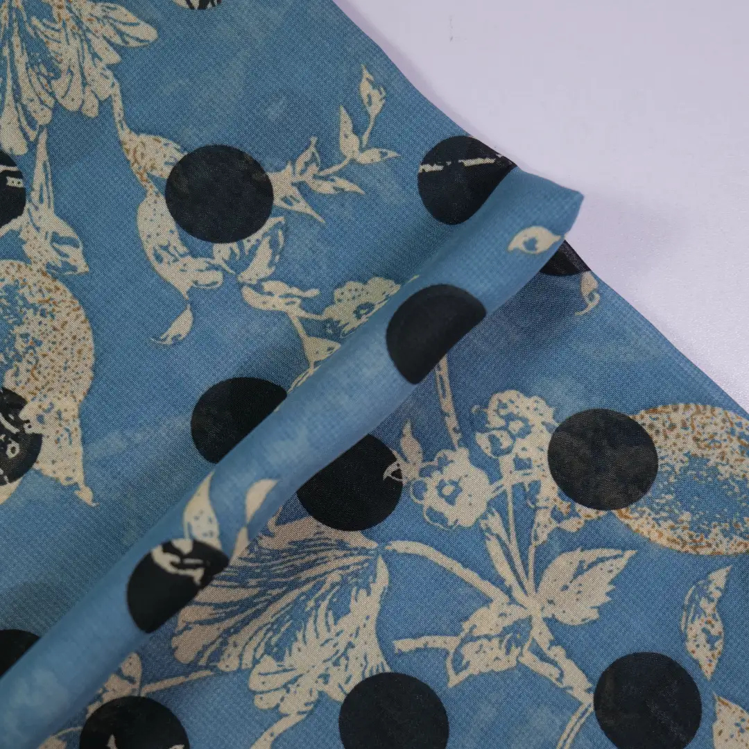 China Fabric for Shirt,Crop Top,Skirt Chiffon Synthetic Woven Fabric Polyester lue color buy from China wholesaler bulk order at wholesale price free worldwide shipping Alibaba