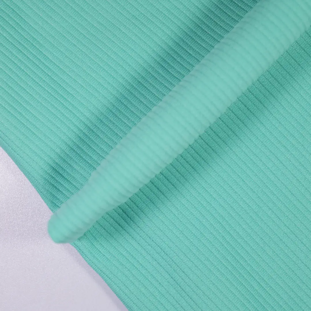 China Fabric for T-Shirt,Skirt,Strap Midi Dress Ottoman Knit Fabric Polyester Spandex Cyan color buy from China wholesaler bulk order at wholesale price free worldwide shipping Alibaba