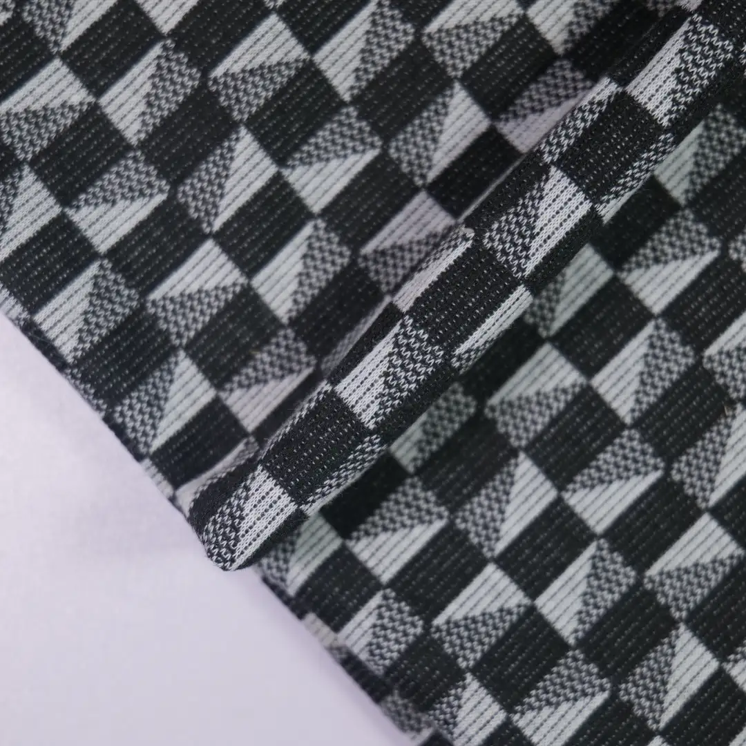 China Fabric for Jackets,Trench Coat,Overcoat Jacquard Knit Fabric Polyester Spandex black color buy from China wholesaler bulk order at wholesale price free worldwide shipping Alibaba