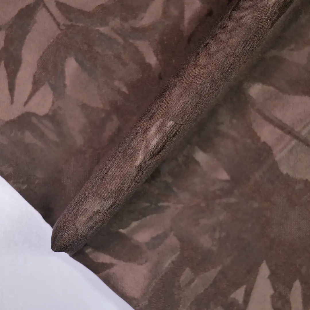 China Fabric for Shirt,Skirt,Ruffle Shirt Dress Jacquard Woven Blended Fabric Polyester Spandex brown color buy from China wholesaler bulk order at wholesale price free worldwide shipping Alibaba