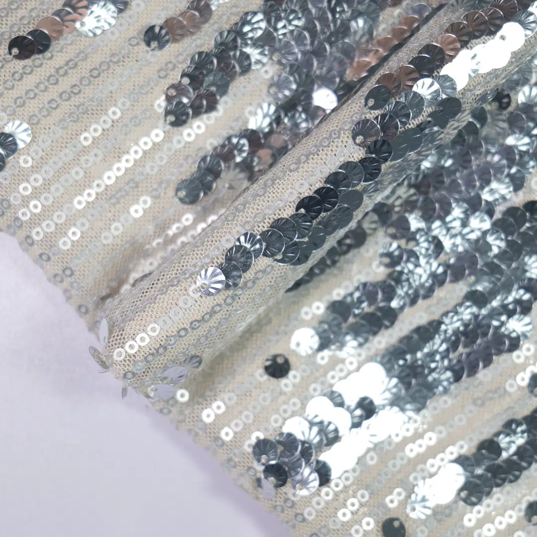 China Fabric for Skirt,Kids Stretch Waist Pleated Skirt,Kids Short Sleeve Peter Pan Collar Pleated Dress Sequined Mesh Fabric Knit Fabric Polyester Elastane (LYCRA®) Silver color buy from China wholesaler bulk order at wholesale price free worldwide shipping Alibaba