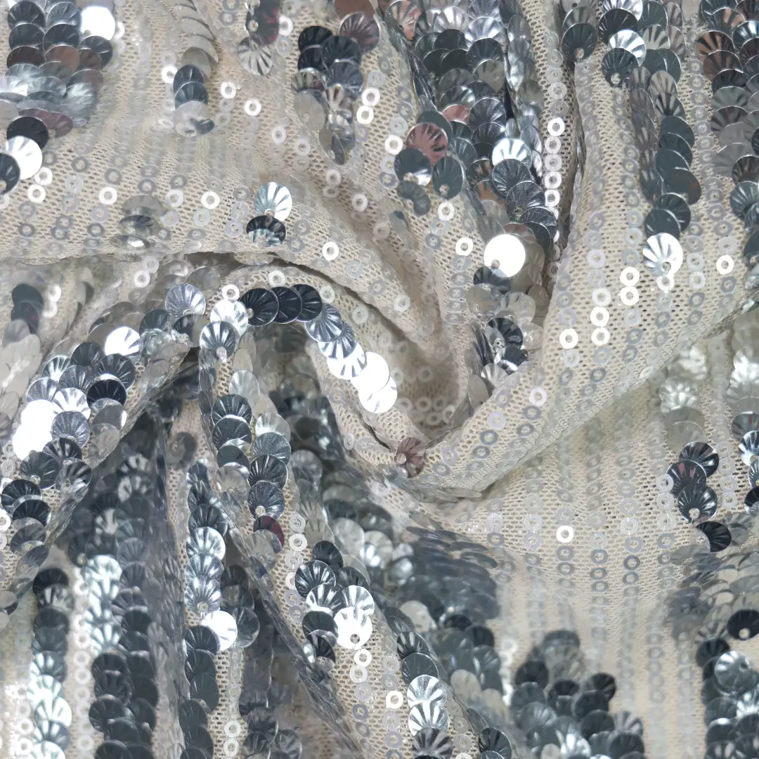 China Fabric for Skirt,Kids Stretch Waist Pleated Skirt,Kids Short Sleeve Peter Pan Collar Pleated Dress Sequined Mesh Fabric Knit Fabric Polyester Elastane (LYCRA®) Silver color buy from China wholesaler bulk order at wholesale price free worldwide shipping Alibaba