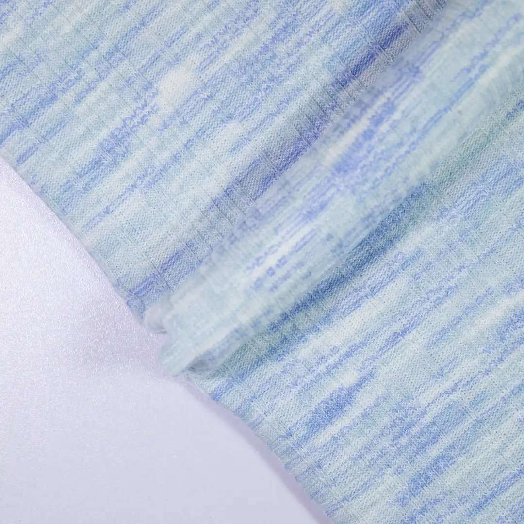 China Fabric for Hoodie  (Sweater),Dresses (Pullover) (Sweater),Single Button Cardigan (Sweater Rib Knit Fabric Polyester Rayon Spandex blue color buy from China wholesaler bulk order at wholesale price free worldwide shipping Alibaba
