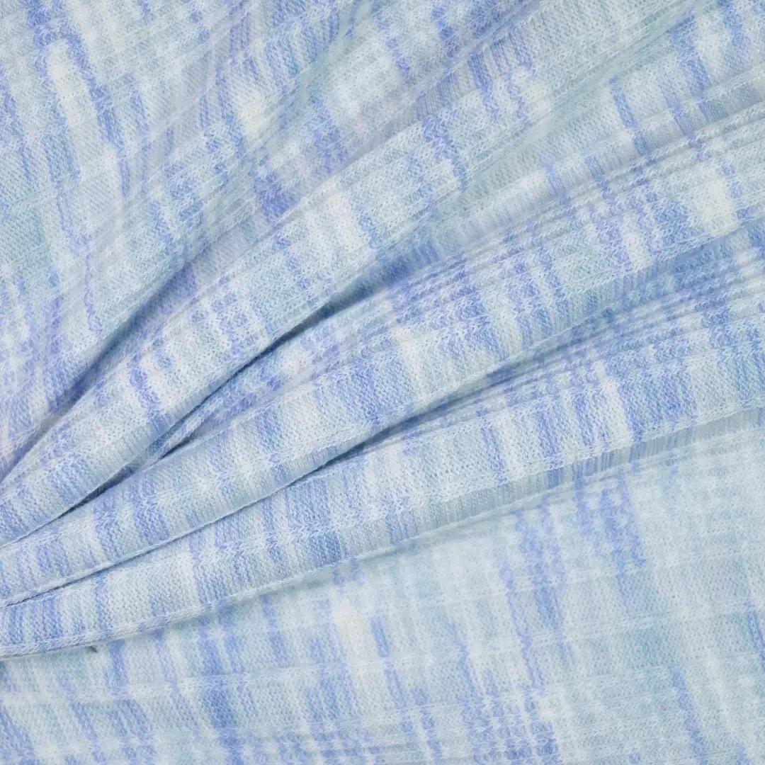 China Fabric for Hoodie  (Sweater),Dresses (Pullover) (Sweater),Single Button Cardigan (Sweater Rib Knit Fabric Polyester Rayon Spandex blue color buy from China wholesaler bulk order at wholesale price free worldwide shipping Alibaba