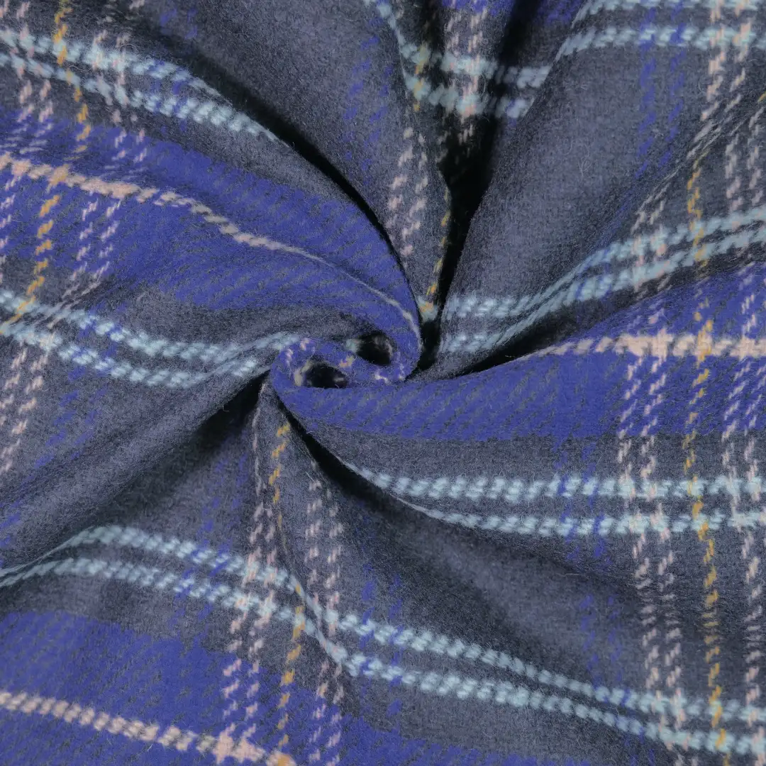 China Fabric for Jackets,Skirt,Double-Breasted Coat Yarn Dyed Check Woven Blended Fabric Polyester Wool Acrylic Navy color buy from China wholesaler bulk order at wholesale price free worldwide shipping Alibaba