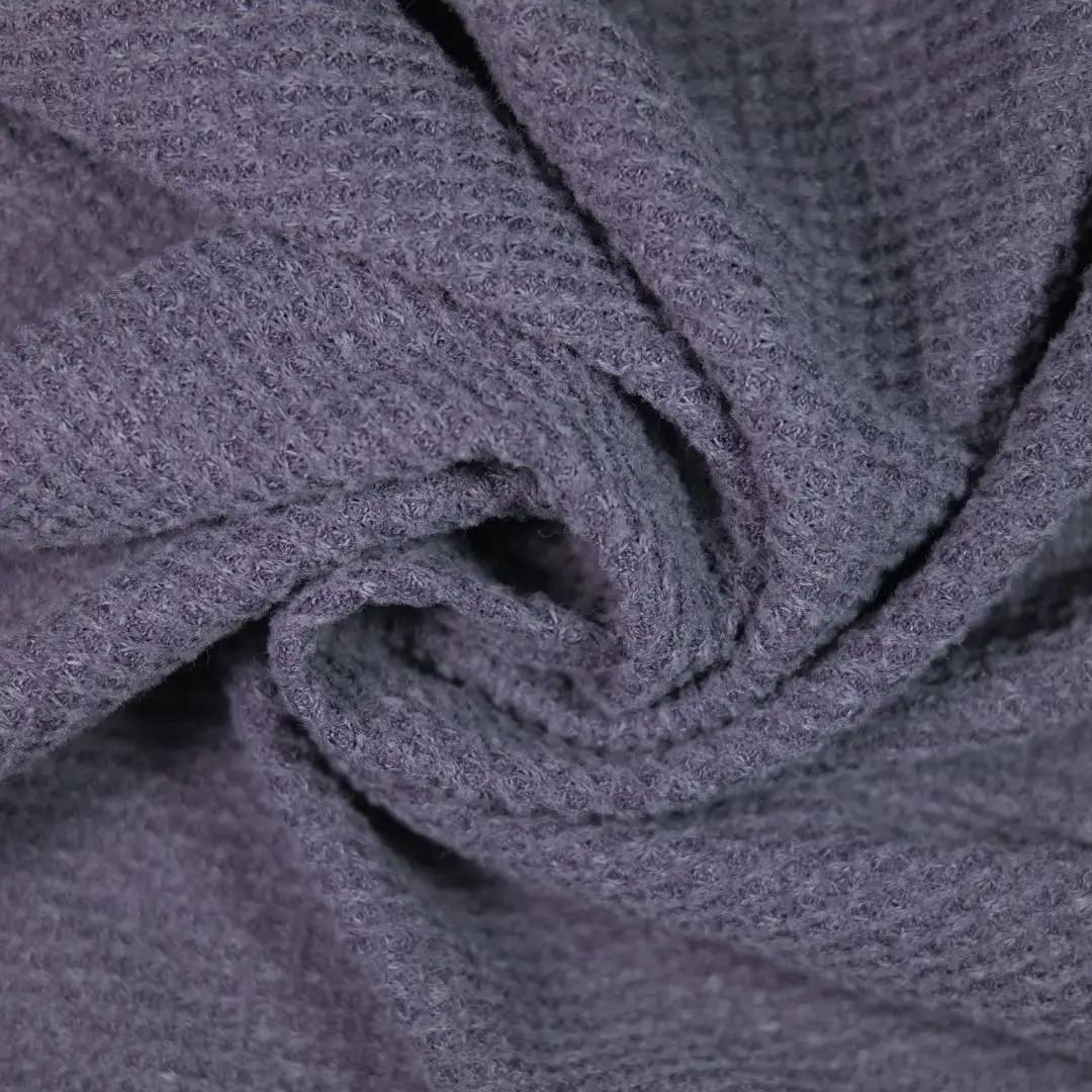 China Fabric for Waist coat,Long Sleeve Base Layer Top,Ruched Cuffs Big Collar Top,Womens Crop Top and Midi Skirt Set Waffle Knit Fabric Polyester Spandex grey purple color buy from China wholesaler bulk order at wholesale price free worldwide shipping Alibaba