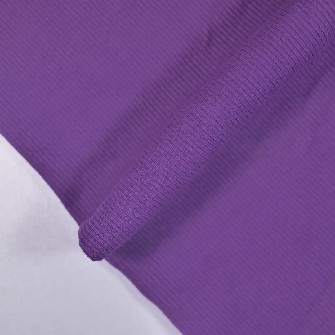 China Fabric for T-Shirt,Skirt,Shorts,Long Sleeve Base Layer Top Rib Knit Fabric Cotton Polyester Spandex purple color buy from China wholesaler bulk order at wholesale price free worldwide shipping Alibaba