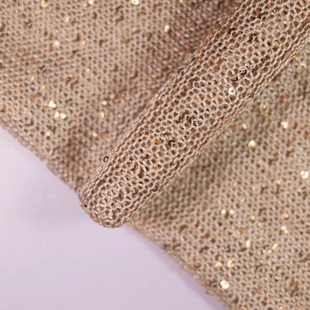 China Fabric for Tank Top,Skirt,Gathered Strappy Mini Dress Mesh Knit Fabric Polyester brown color buy from China wholesaler bulk order at wholesale price free worldwide shipping Alibaba