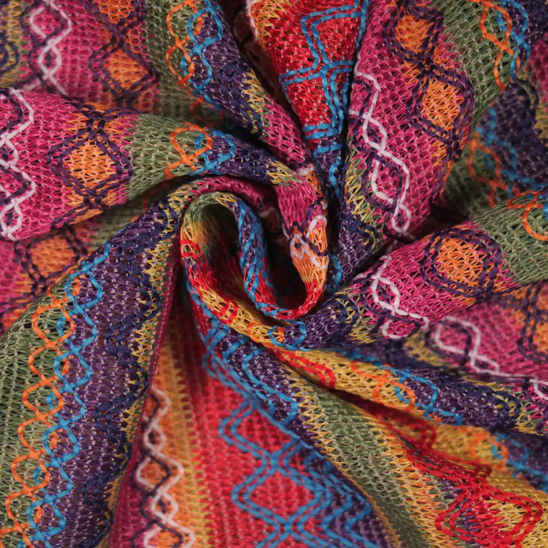 China Fabric for Shirt,Skirt Mesh Knit Fabric Polyester Rainbow color buy from China wholesaler bulk order at wholesale price free worldwide shipping Alibaba