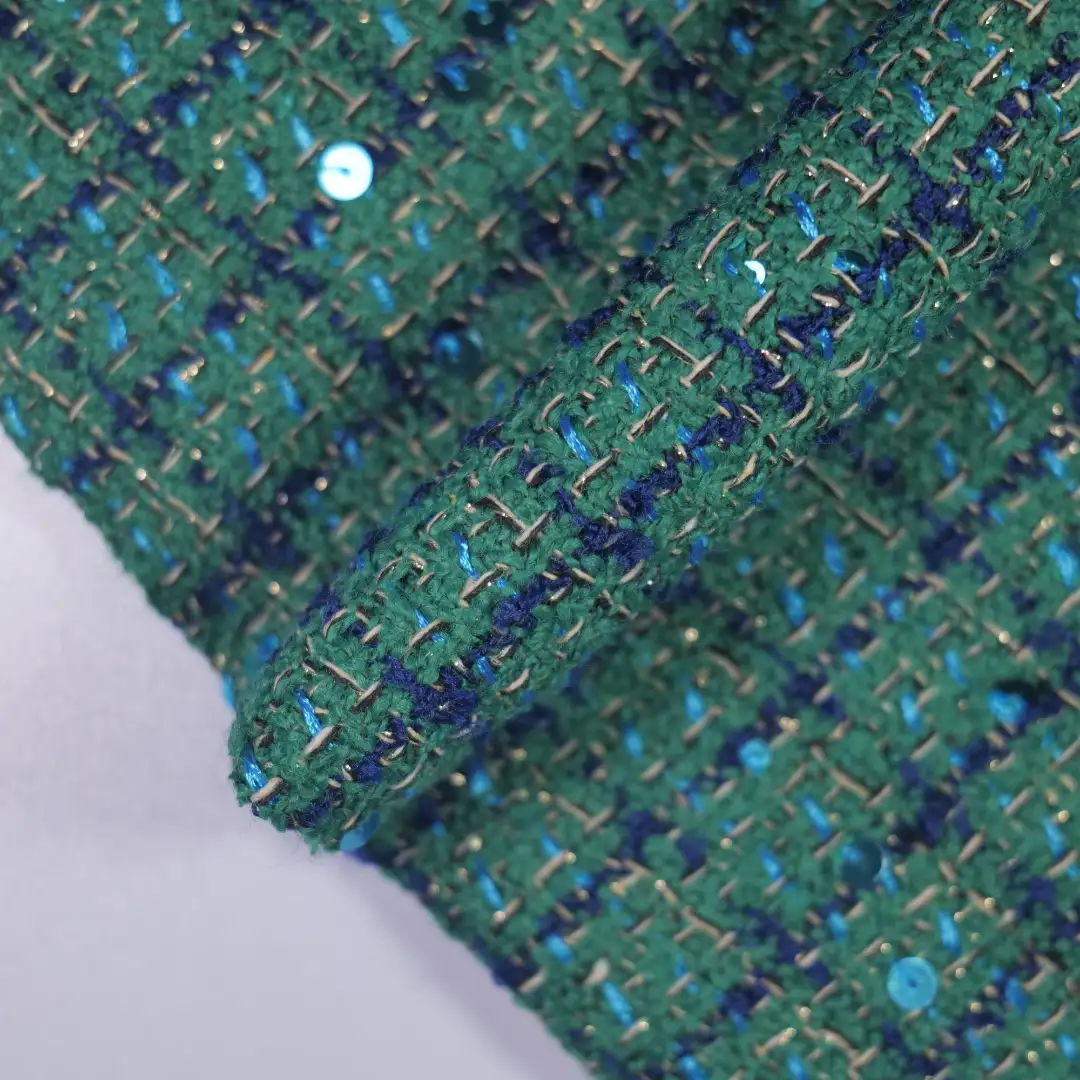 China Fabric for Jackets,Skirt,Trench Coat Chanel-Style Fabric Woolen Polyester green color buy from China wholesaler bulk order at wholesale price free worldwide shipping Alibaba