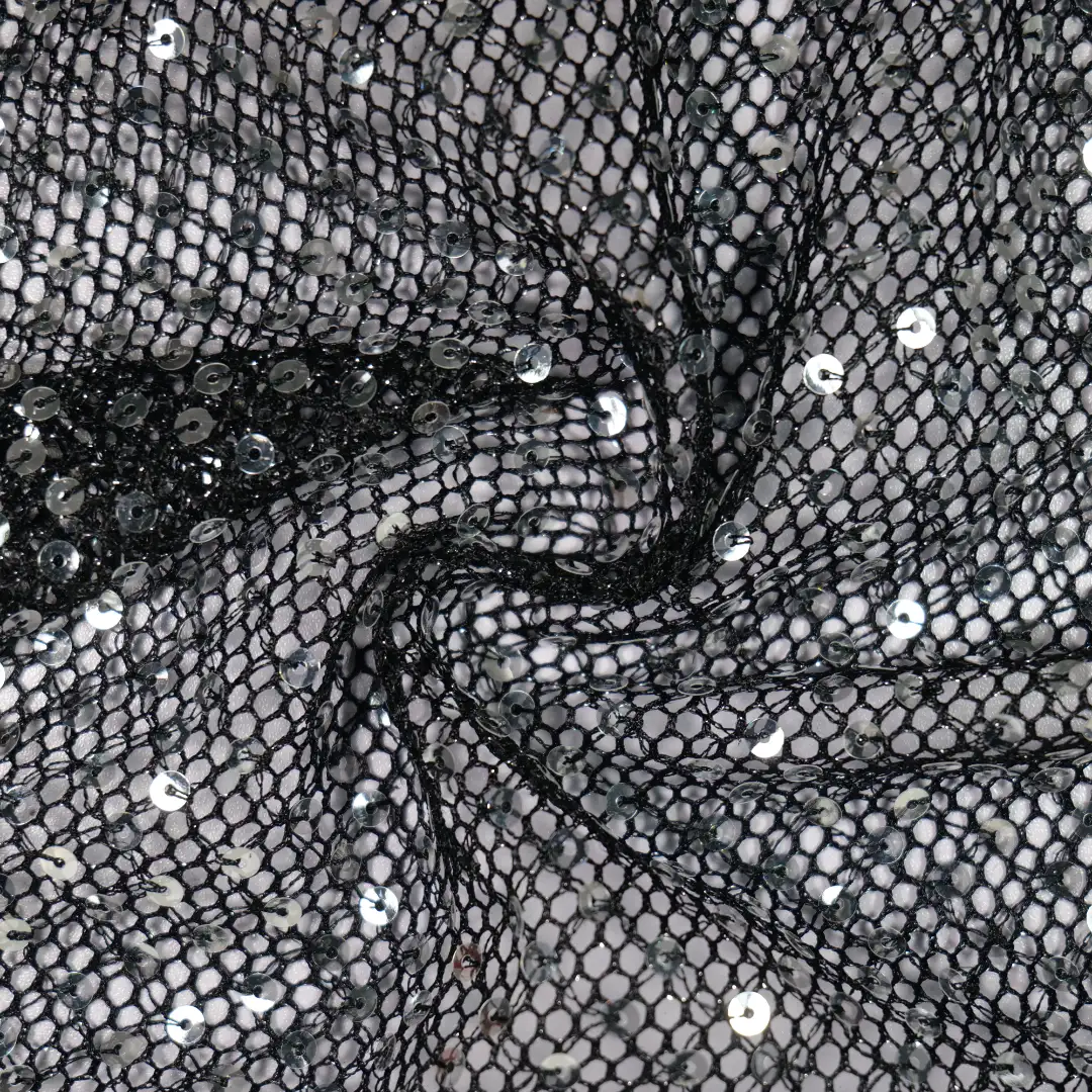 China Fabric for Skirt Mesh Knit Fabric Polyester Polyamide METALLIC GOLD Black color buy from China wholesaler bulk order at wholesale price free worldwide shipping Alibaba