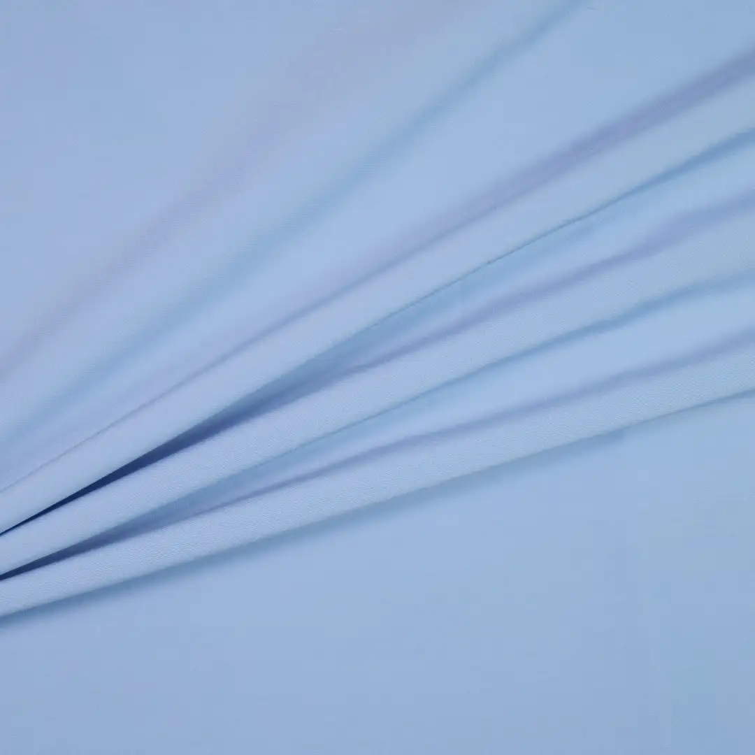 China Fabric for Shirt,Puff Sleeve Ruched Dress,Puffball Strappy Dress,Tank Midi Dress Polyester/Rayon Plain Woven Blended Fabric Cotton Nylon Elastane BLUE color buy from China wholesaler bulk order at wholesale price free worldwide shipping Alibaba