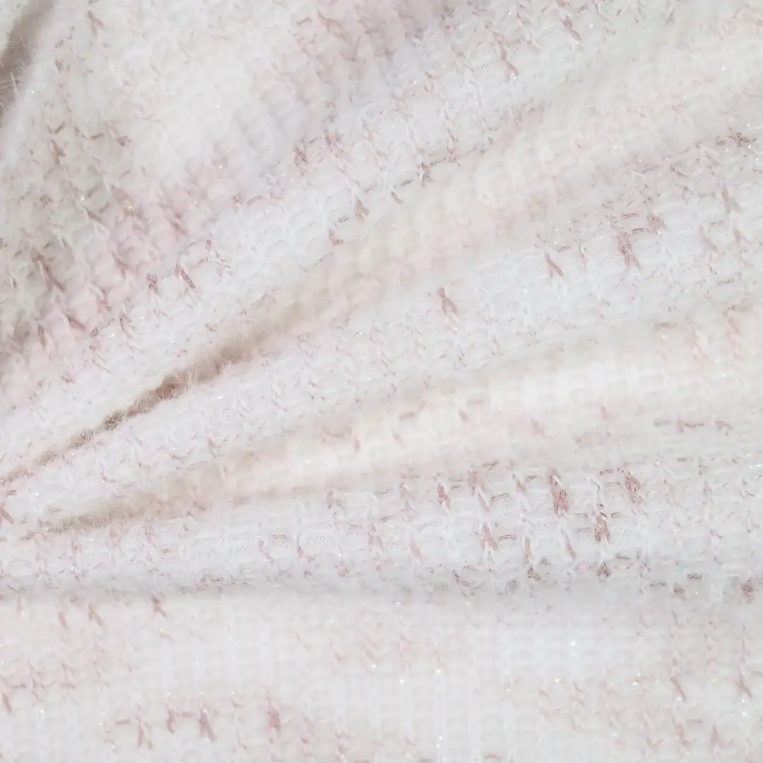 China Fabric for Open Cardigan (Sweater),Round Neck Pullover (Sweater),Crew Neck Pullover (Sweater),Crop Top Pullover (Sweater) Woolen Tweed Woolen Polyester Nylon white color buy from China wholesaler bulk order at wholesale price free worldwide shipping Alibaba