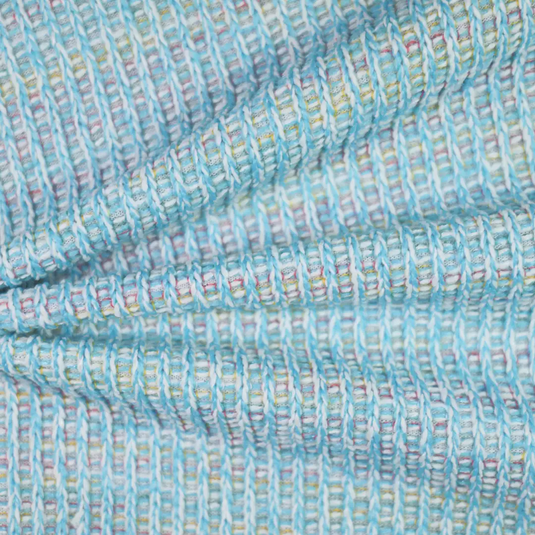 China Fabric for Open Cardigan (Sweater),Round Neck Pullover (Sweater),Crew Neck Pullover (Sweater),Crop Top Pullover (Sweater) Woolen Tweed Woolen Polyester Cyan color buy from China wholesaler bulk order at wholesale price free worldwide shipping Alibaba