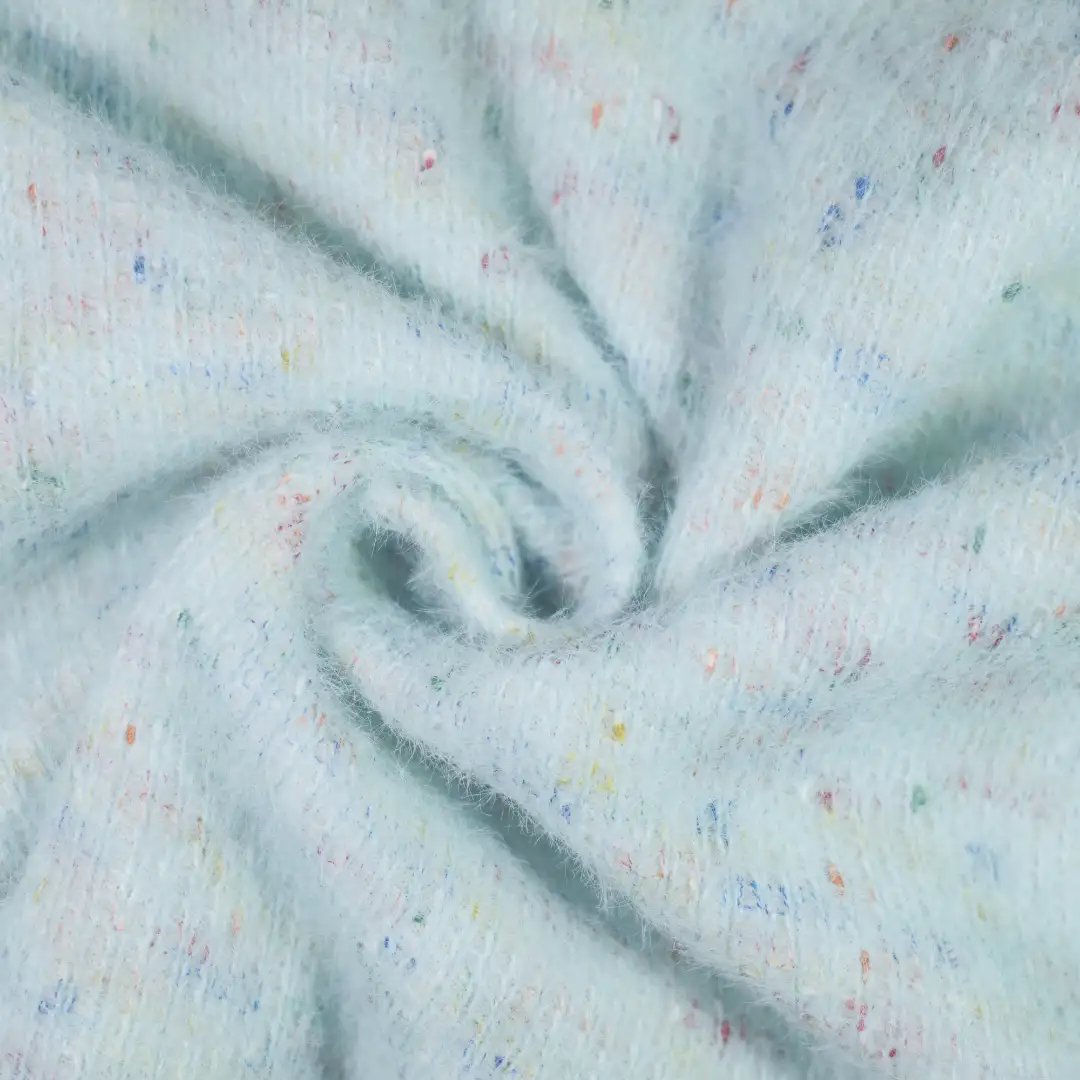 China Fabric for Open Cardigan (Sweater),Round Neck Pullover (Sweater),Crew Neck Pullover (Sweater),Crop Top Pullover (Sweater) Woolen Tweed Woolen Polyester Polyamide Cyan color buy from China wholesaler bulk order at wholesale price free worldwide shipping Alibaba