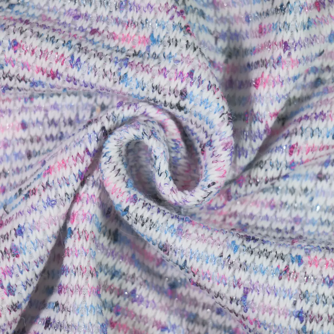 China Fabric for Open Cardigan (Sweater),Round Neck Pullover (Sweater),Crew Neck Pullover (Sweater),Crop Top Pullover (Sweater) Woolen Tweed Woolen Polyester Spandex METALLIC GOLD Acrylic Purple color buy from China wholesaler bulk order at wholesale price free worldwide shipping Alibaba