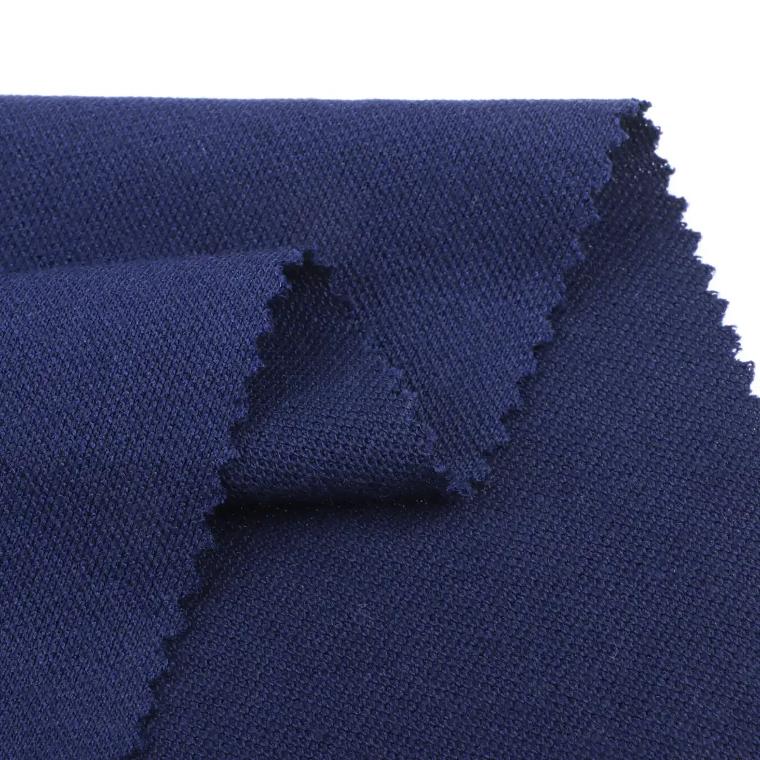 China Fabric for Polo Shirt,T-shirt (Sweater),Tracksuits Pique Knit Fabric Cotton Polyester BLUE color buy from China wholesaler bulk order at wholesale price free worldwide shipping Alibaba