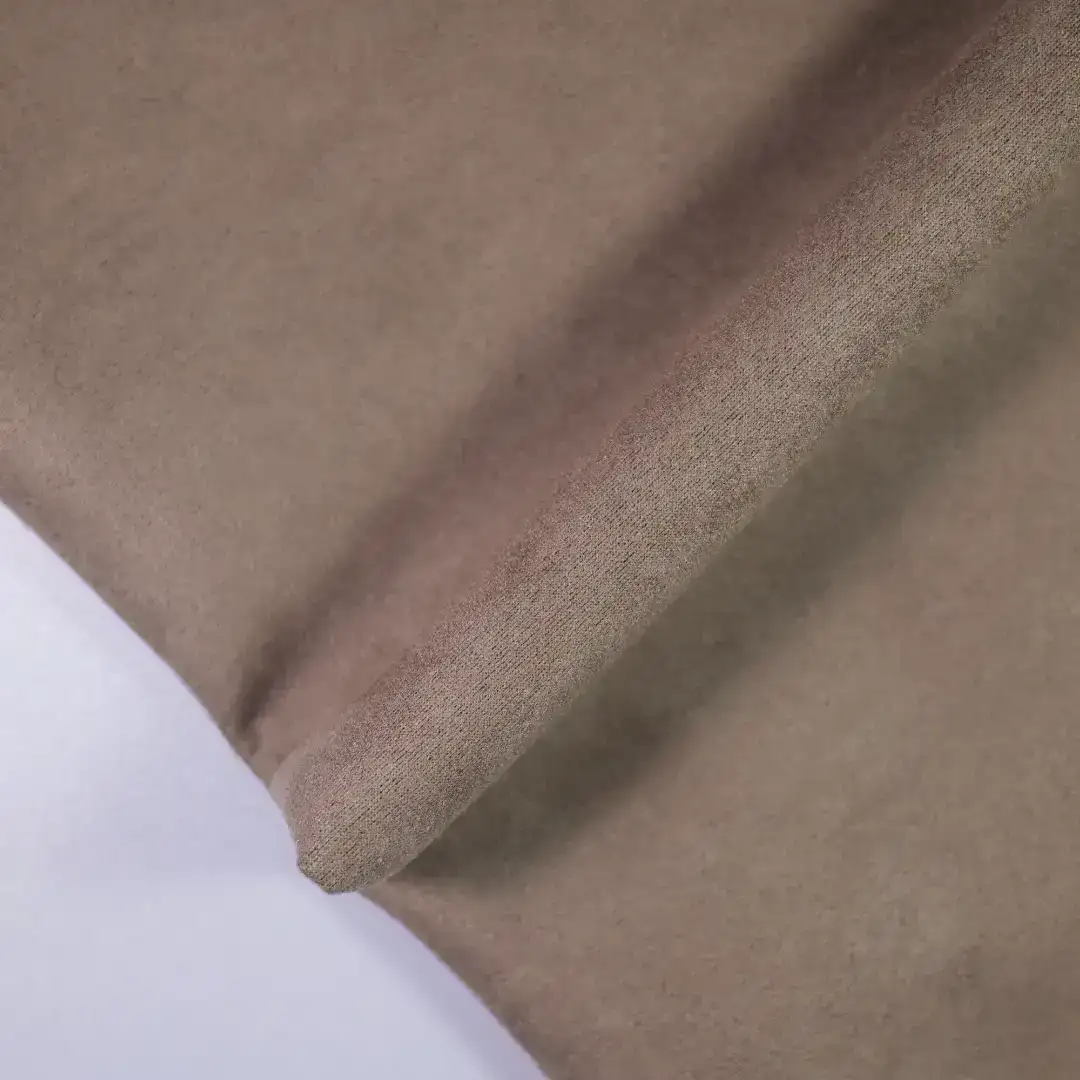 China Fabric for Jackets,Blazer,Trench Coat,Overcoat,Waist coat,Open Waistcoat Suede Knit Fabric Polyester Elastane brown color buy from China wholesaler bulk order at wholesale price free worldwide shipping Alibaba