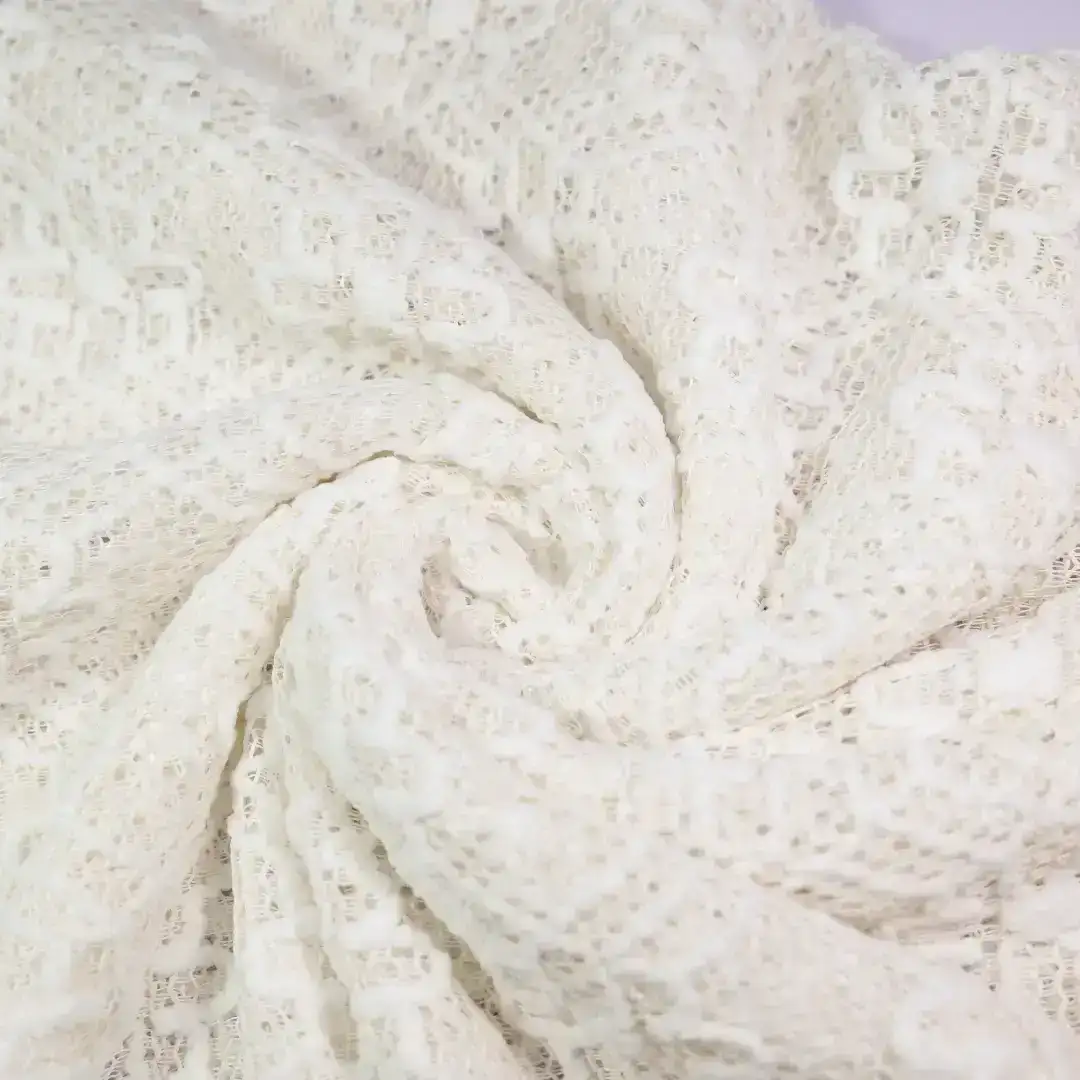 China Fabric for Shirt,Skirt,Bow Tie Short Sleeve Dress,Gathered Wrap Mini Dress Lace Knit Fabric Polyester Cotton white color buy from China wholesaler bulk order at wholesale price free worldwide shipping Alibaba