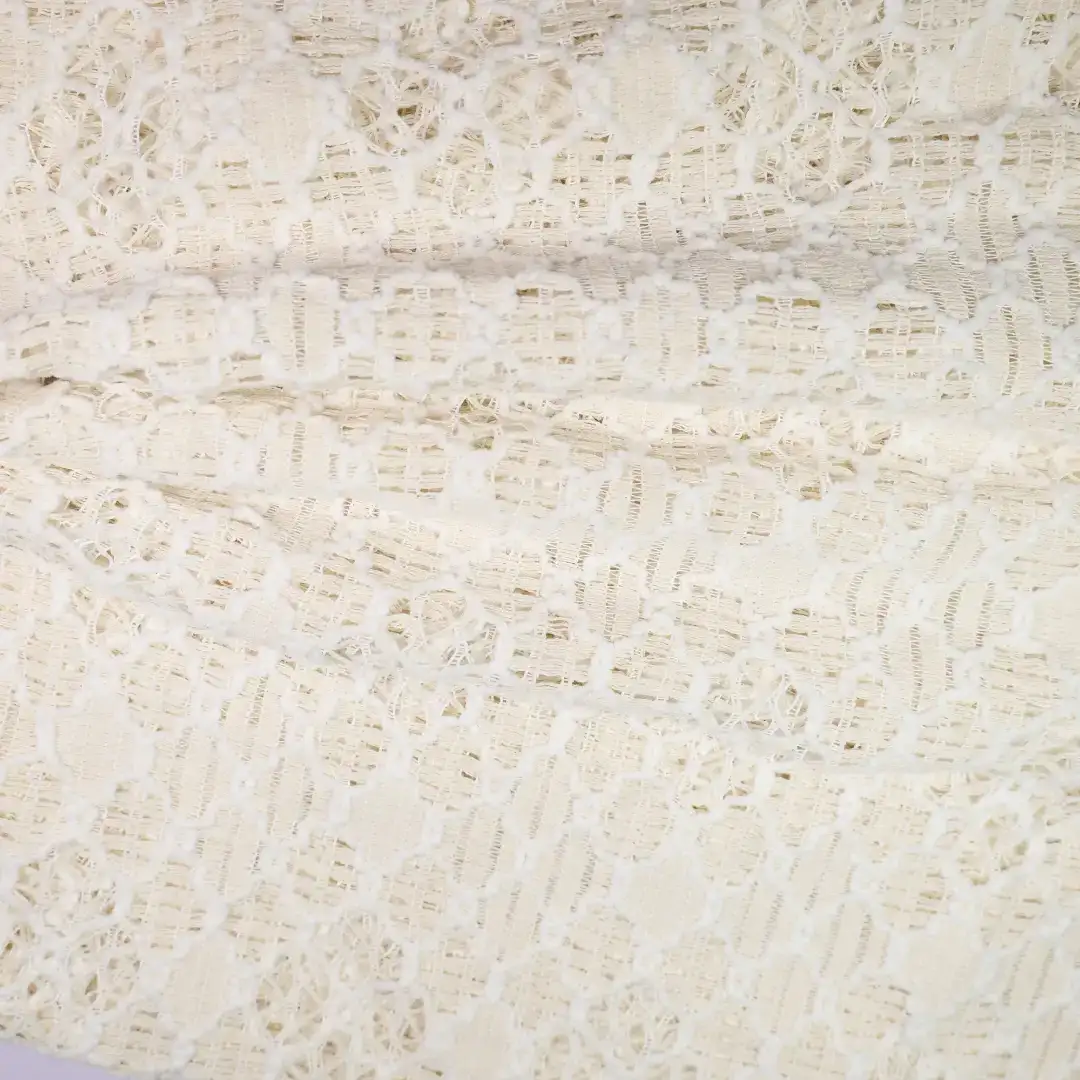 China Fabric for Skirt,Hoodie,Sleeveless Corset Midi Dress Lace Knit Fabric Polyester Cotton rice color buy from China wholesaler bulk order at wholesale price free worldwide shipping Alibaba