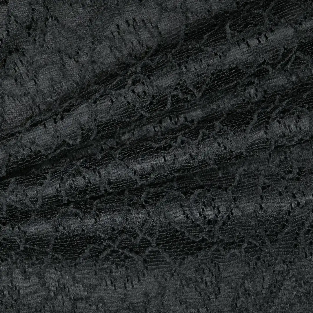 China Fabric for Skirt,Kids Drop Shoulder Sleeve Pleated Lace Coat,Kids Lace Trim Dress,Lace-Up V-Neck Crop Top Lace Knit Fabric Polyester Spandex black color buy from China wholesaler bulk order at wholesale price free worldwide shipping Alibaba