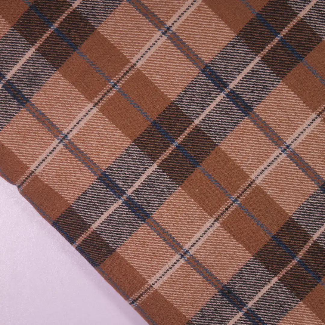 China Fabric for Shirt,Casual Long Sleeve Crop Shirt,Cropped V-Neck Shirt Yarn Dyed Check Natural Woven Fabric Cotton brown color buy from China wholesaler bulk order at wholesale price free worldwide shipping Alibaba