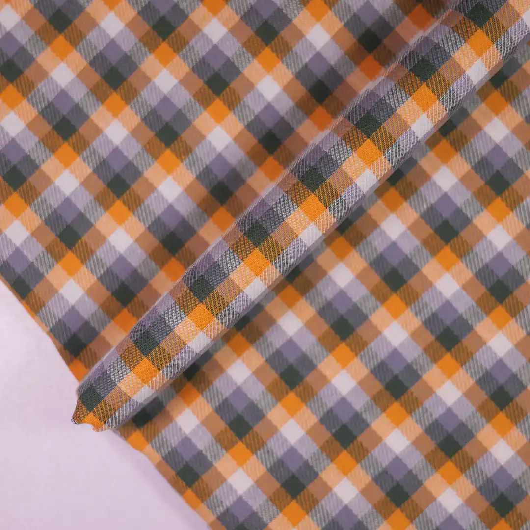 China Fabric for Shirt,Skirt,Tier Midi Shirt Dress Yarn Dyed Check Natural Woven Fabric Cotton dark green-orange color buy from China wholesaler bulk order at wholesale price free worldwide shipping Alibaba
