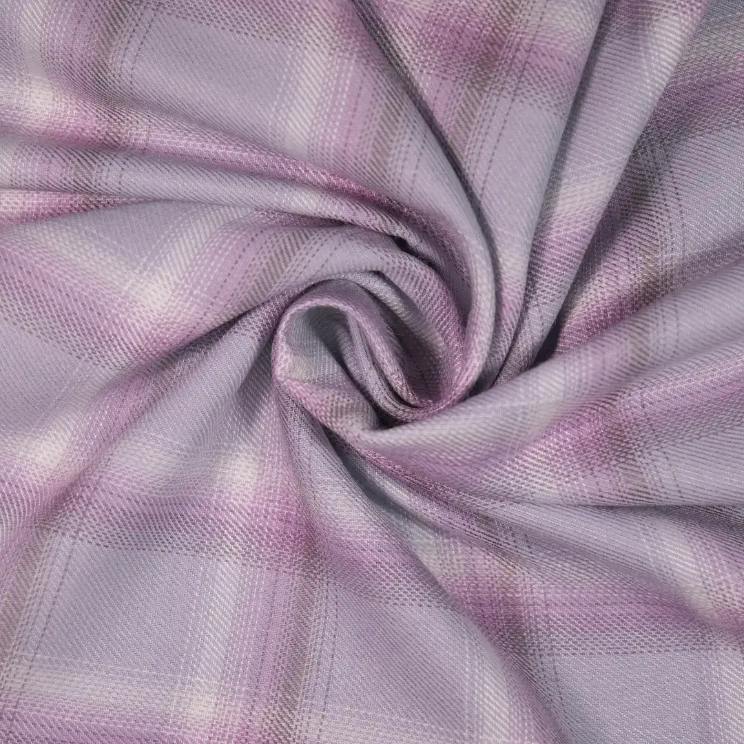 China Fabric for Shirt,Skirt,Womens Slim Fit Shirt Yarn Dyed Check Natural Woven Fabric Cotton Rayon blue-purple color buy from China wholesaler bulk order at wholesale price free worldwide shipping Alibaba