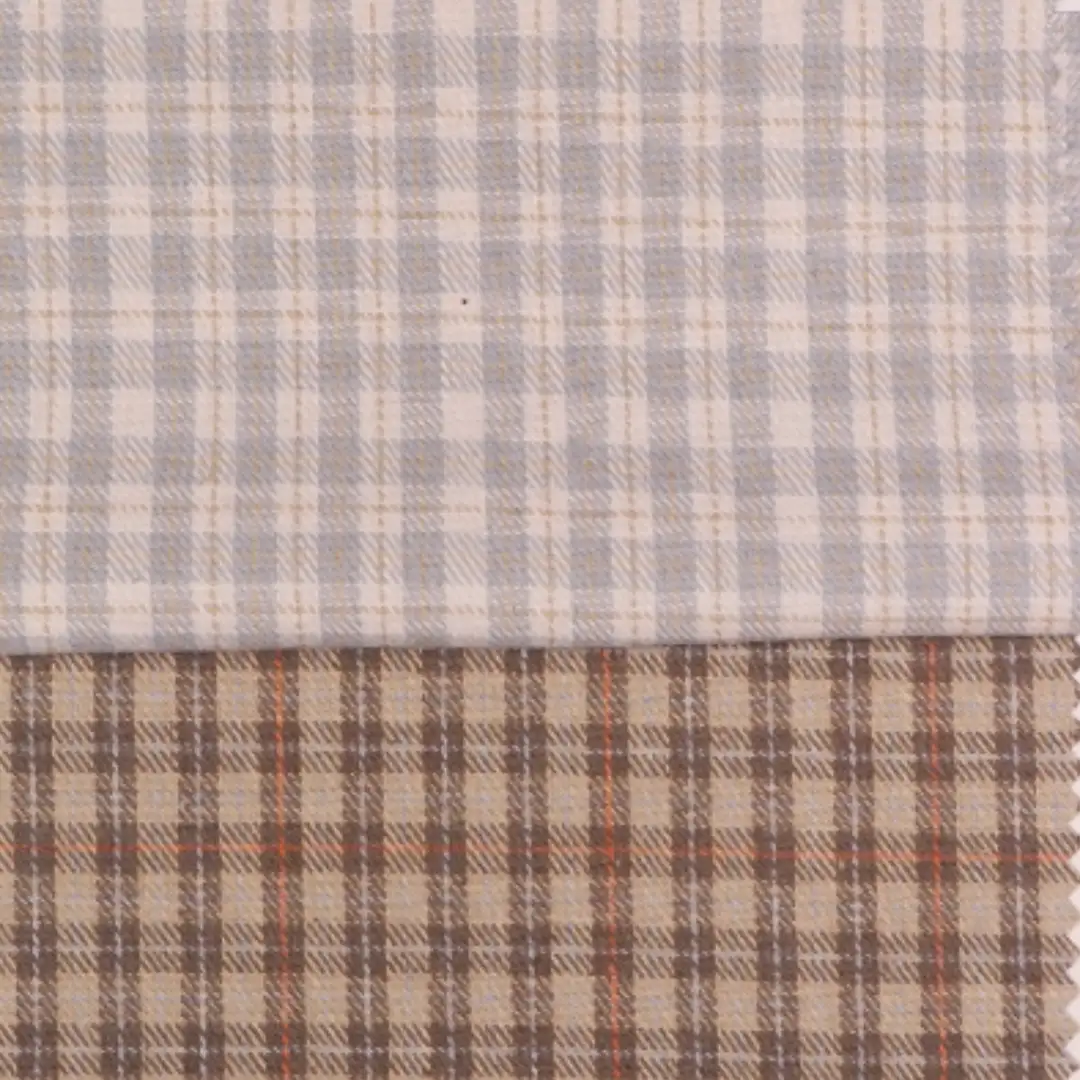 China Fabric for Shirt,Casual Long Sleeve Crop Shirt,Cropped V-Neck Shirt Yarn Dyed Check Natural Woven Fabric Cotton grey-brown color buy from China wholesaler bulk order at wholesale price free worldwide shipping Alibaba