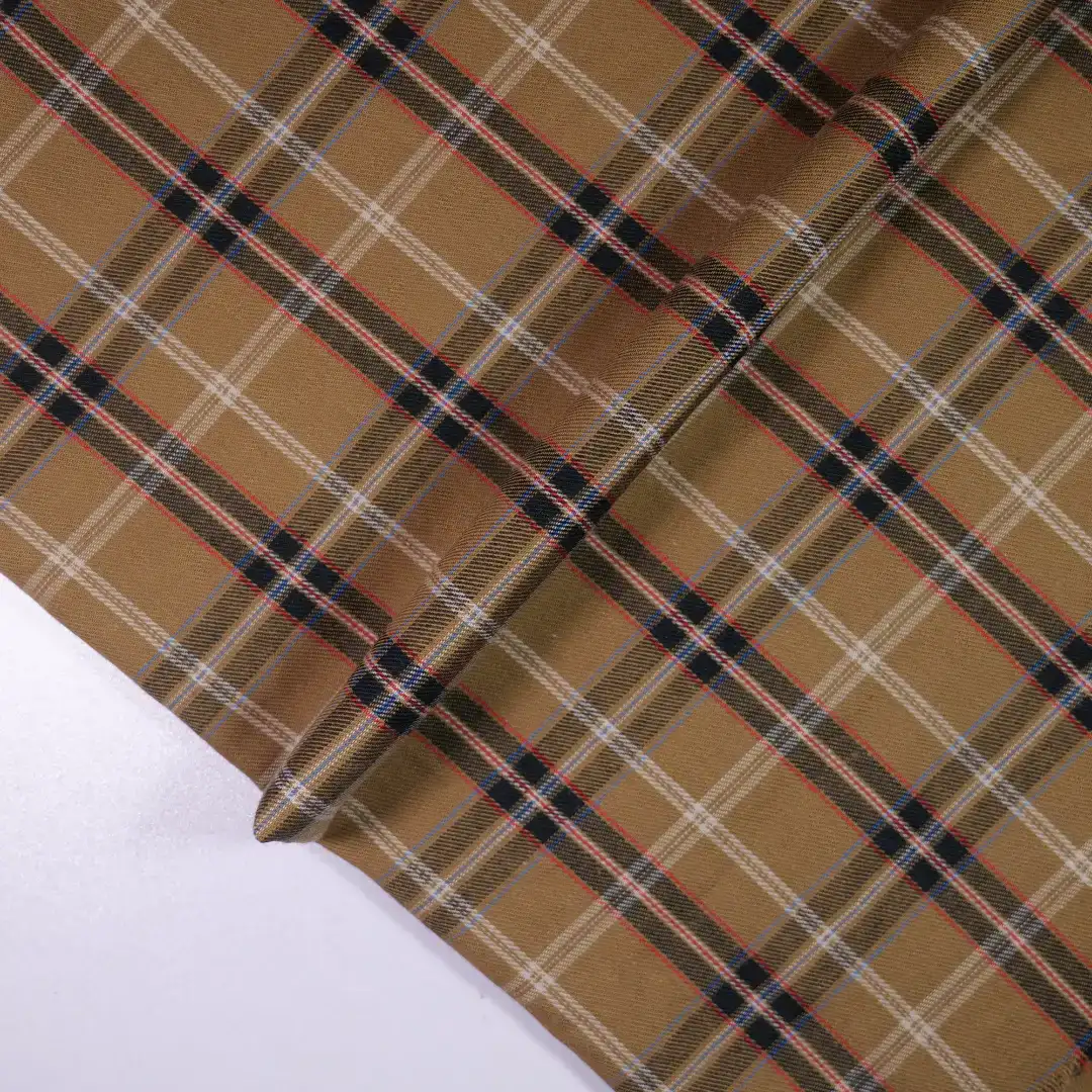 China Fabric for Shirt,Cropped V-Neck Shirt,V-Neck Short Sleeve Shirt V Yarn Dyed Check Natural Woven Fabric Cotton brown black color buy from China wholesaler bulk order at wholesale price free worldwide shipping Alibaba