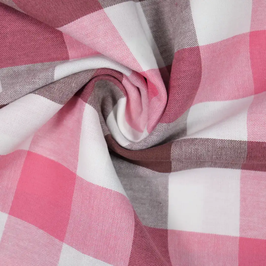 China Fabric for Shirt,Button Half-Placket Long Sleeve Shirt,Womens Slim Fit Shirt Yarn Dyed Check Natural Woven Fabric Cotton red brown white color buy from China wholesaler bulk order at wholesale price free worldwide shipping Alibaba