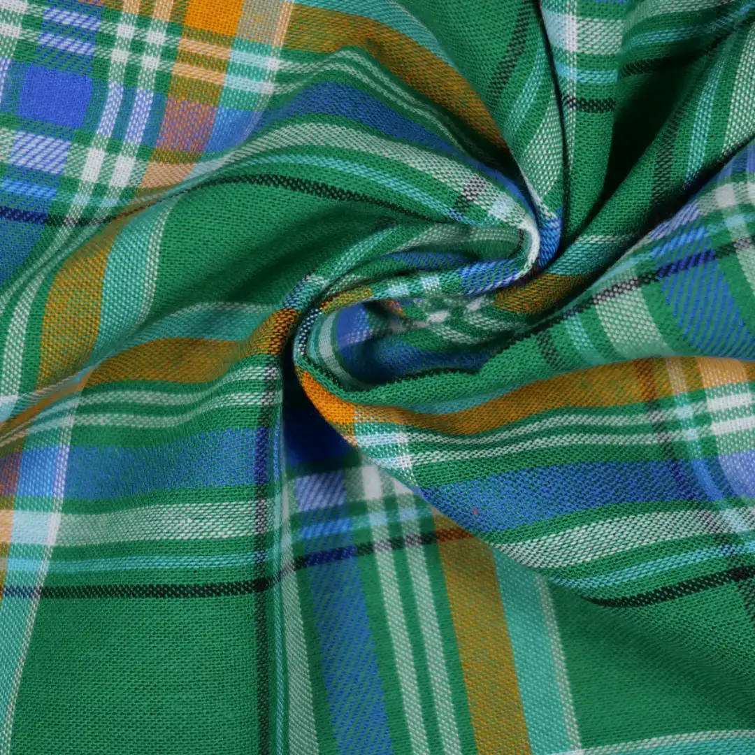 China Fabric for Shirt,Cropped V-Neck Shirt,Womens Slim Fit Shirt Yarn Dyed Check Woven Blended Fabric Cotton Rayon green blue color buy from China wholesaler bulk order at wholesale price free worldwide shipping Alibaba