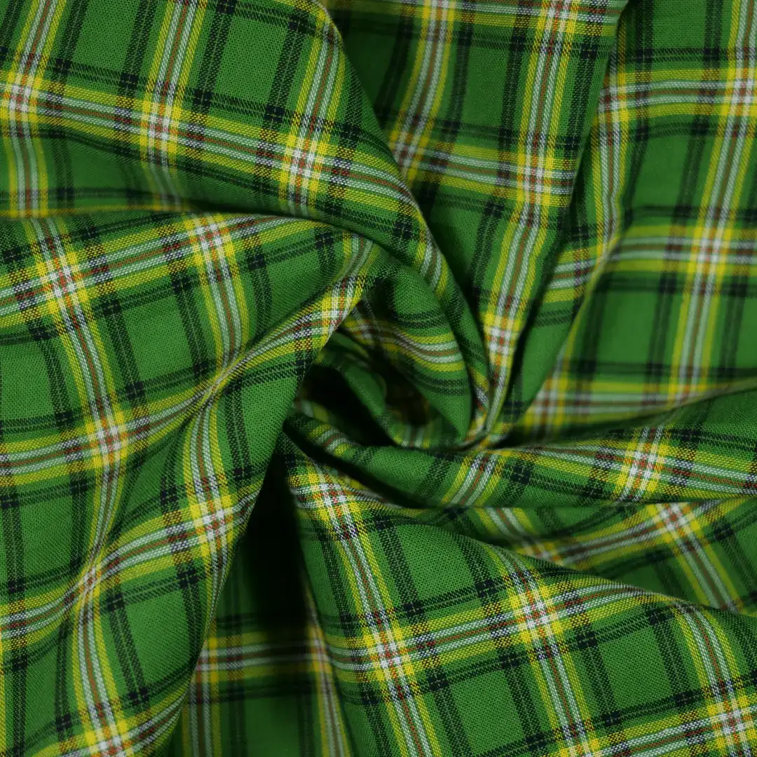 China Fabric for Shirt,Stand Collar Double-Breasted Shirt,V-Neck Short Sleeve Shirt V Yarn Dyed Check Natural Woven Fabric Cotton green yellow color buy from China wholesaler bulk order at wholesale price free worldwide shipping Alibaba
