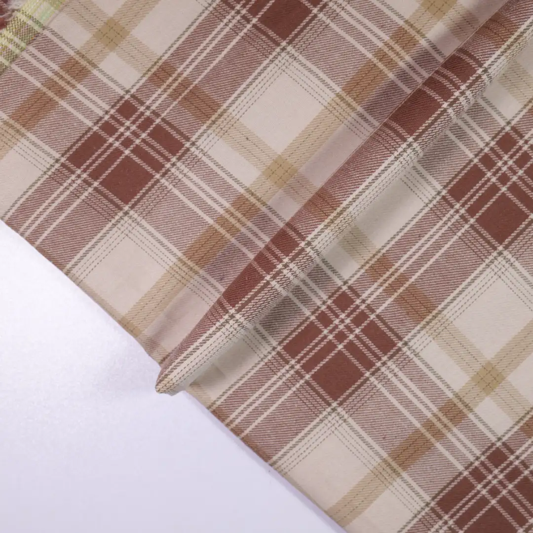 China Fabric for Shirt,Tier Midi Shirt Dress,Womens Slim Fit Shirt,Womens Stand Collar Shirt Yarn Dyed Check Woven Blended Fabric Cotton brown grey color buy from China wholesaler bulk order at wholesale price free worldwide shipping Alibaba