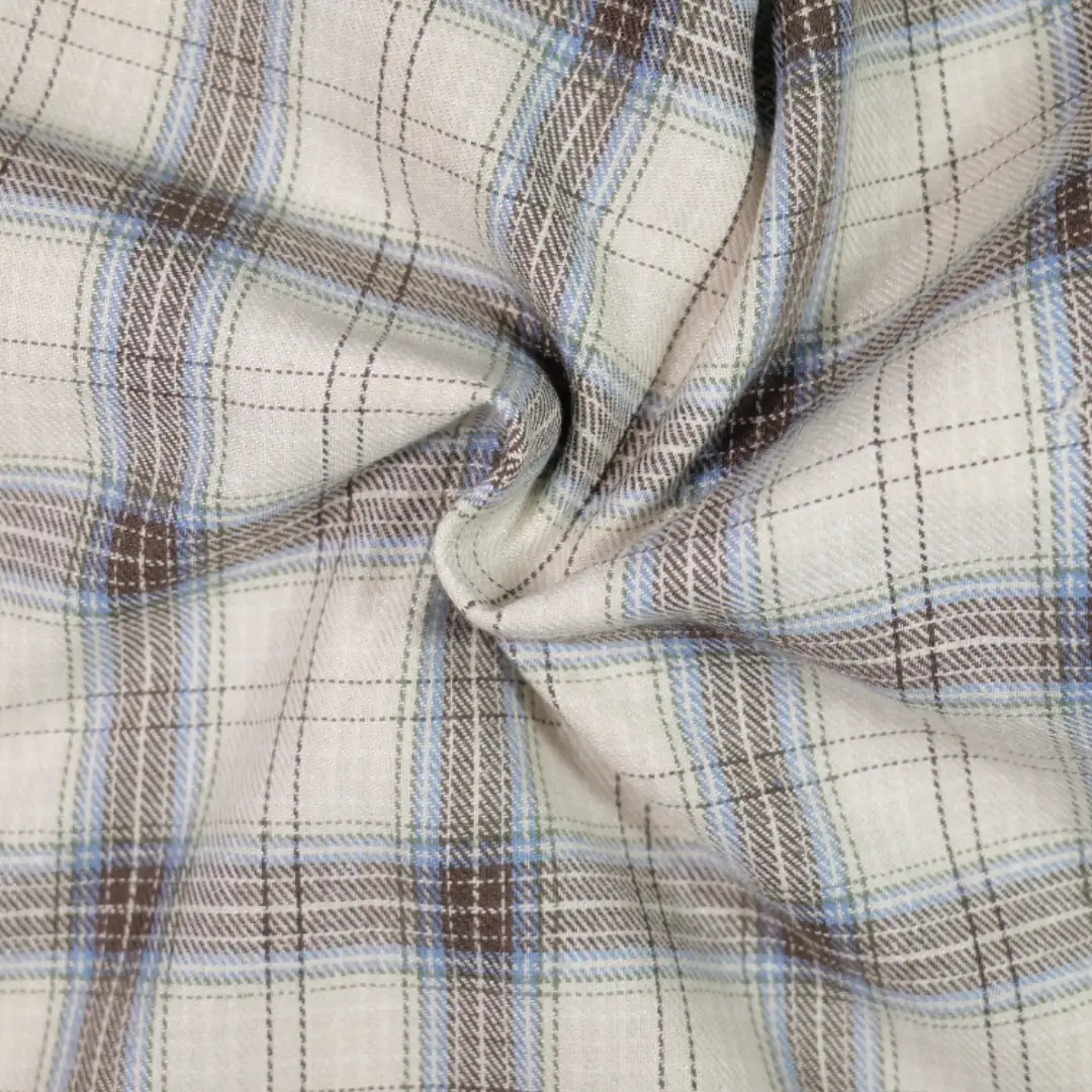 China Fabric for Shirt,Ruffle Shirt Dress,Womens Slim Fit Shirt Yarn Dyed Check Natural Woven Fabric Cotton grey coffee color buy from China wholesaler bulk order at wholesale price free worldwide shipping Alibaba