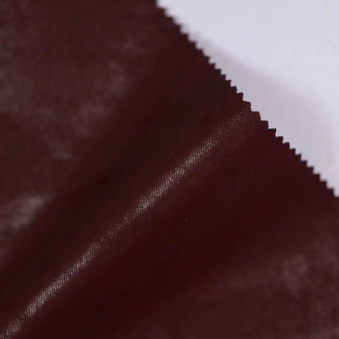 China Fabric for Pants,Jackets Fake Fur Synthetic Woven Fabric Polyurethane (PU) dark red color buy from China wholesaler bulk order at wholesale price free worldwide shipping Alibaba