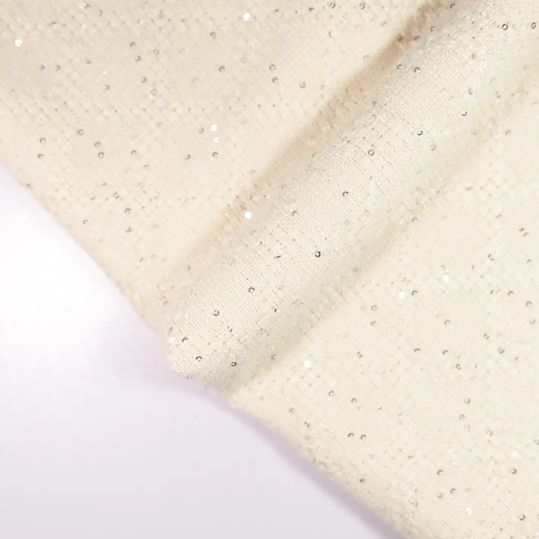 China Fabric for T-Shirt,Skirt,Long Sleeve Base Layer Top,Womens Crew-Neck Layer Top Chanel-Style Fabric Woolen Polyester Linen WHITE color buy from China wholesaler bulk order at wholesale price free worldwide shipping Alibaba