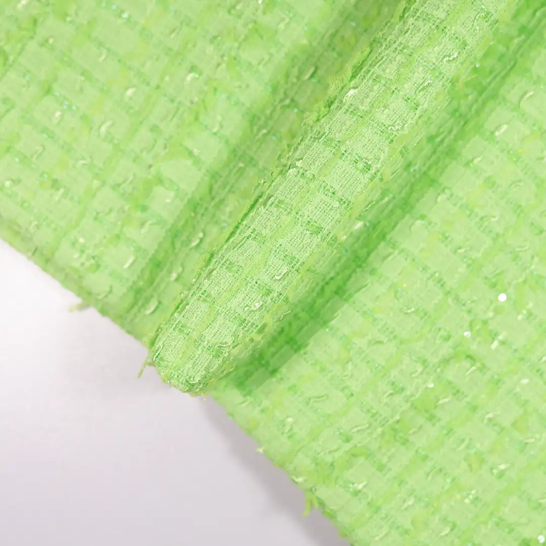 China Fabric for Skirt,Over Shirt Chanel-Style Fabric Woolen Polyester green color buy from China wholesaler bulk order at wholesale price free worldwide shipping Alibaba