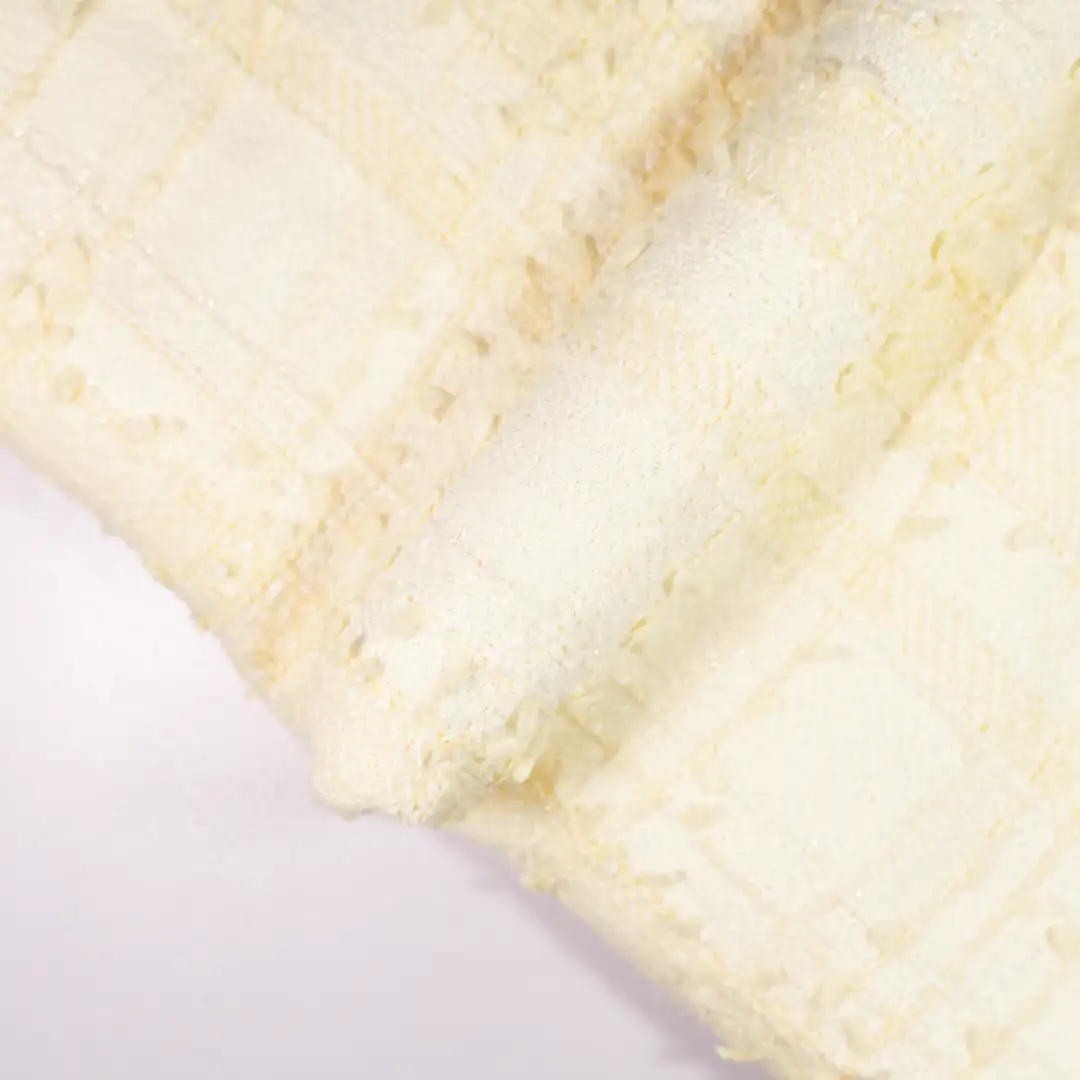 China Fabric for Open Waistcoat,Backless Beach Dress,Womens Crew-Neck Layer Top Chanel-Style Fabric Woolen Polyester RICE color buy from China wholesaler bulk order at wholesale price free worldwide shipping Alibaba