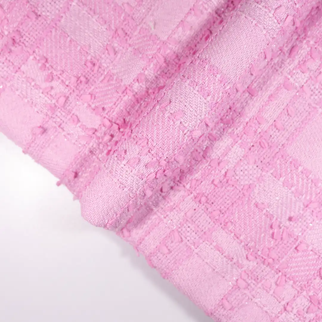 China Fabric for Skirt,Open Waistcoat Chanel-Style Fabric Woolen Polyester ROSE PINK color buy from China wholesaler bulk order at wholesale price free worldwide shipping Alibaba