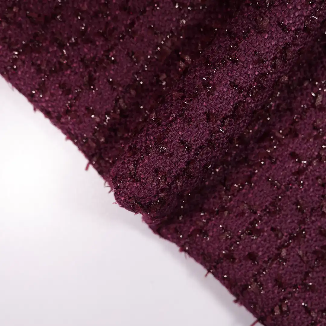 China Fabric for Skirt,Backless Beach Dress Chanel-Style Fabric Woolen Polyester Sequin PURPLE color buy from China wholesaler bulk order at wholesale price free worldwide shipping Alibaba