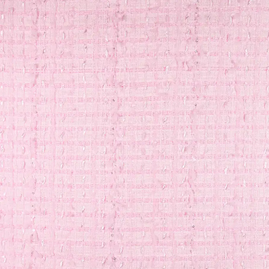 China Fabric for Skirt,Open Waistcoat,Backless Beach Dress Chanel-Style Fabric Woolen Polyester Sequin pink color buy from China wholesaler bulk order at wholesale price free worldwide shipping Alibaba