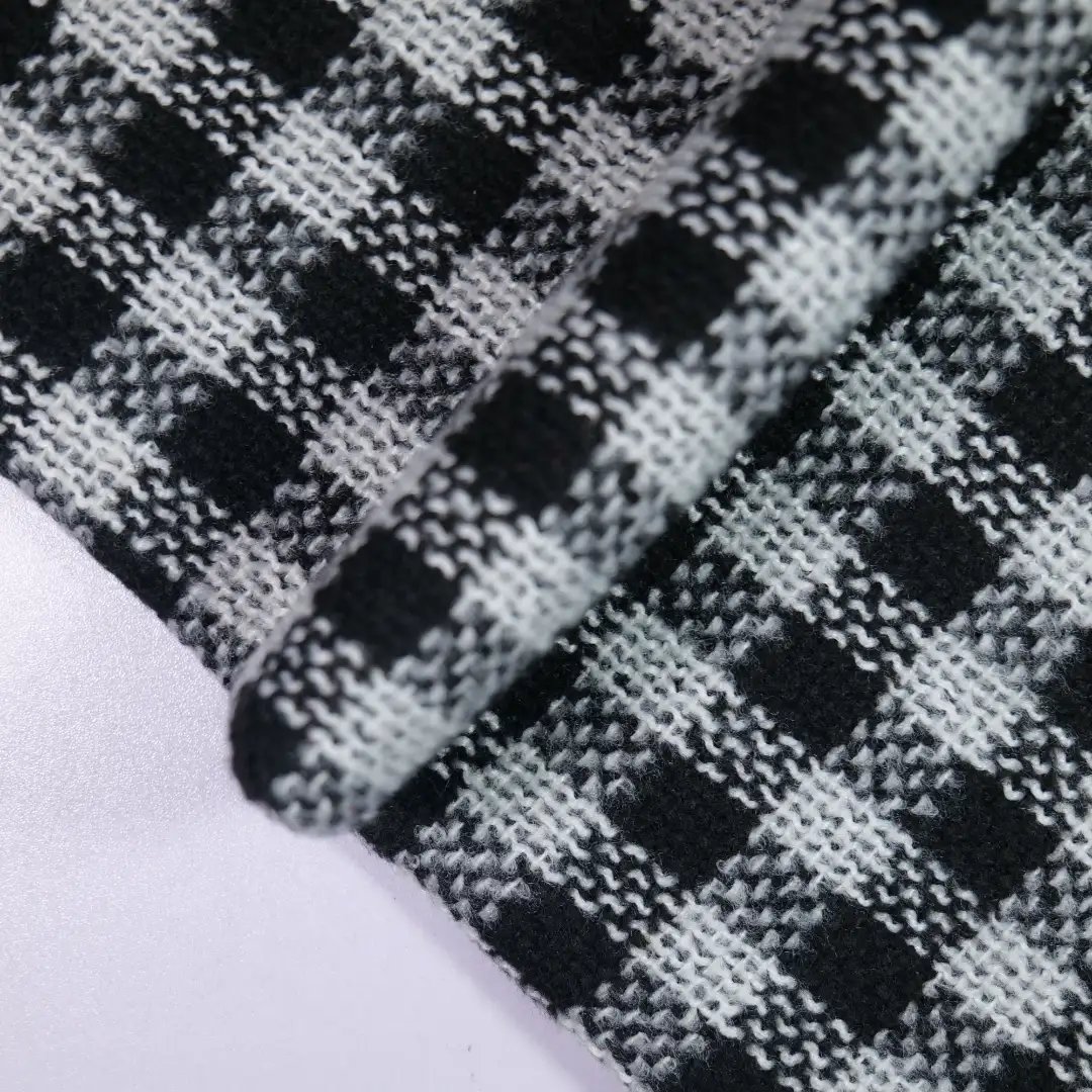 China Fabric for Jackets,Blazer,Overcoat,Open Waistcoat Yarn Dyed Check Synthetic Woven Fabric Polyester Chemical Fiber white black color buy from China wholesaler bulk order at wholesale price free worldwide shipping Alibaba