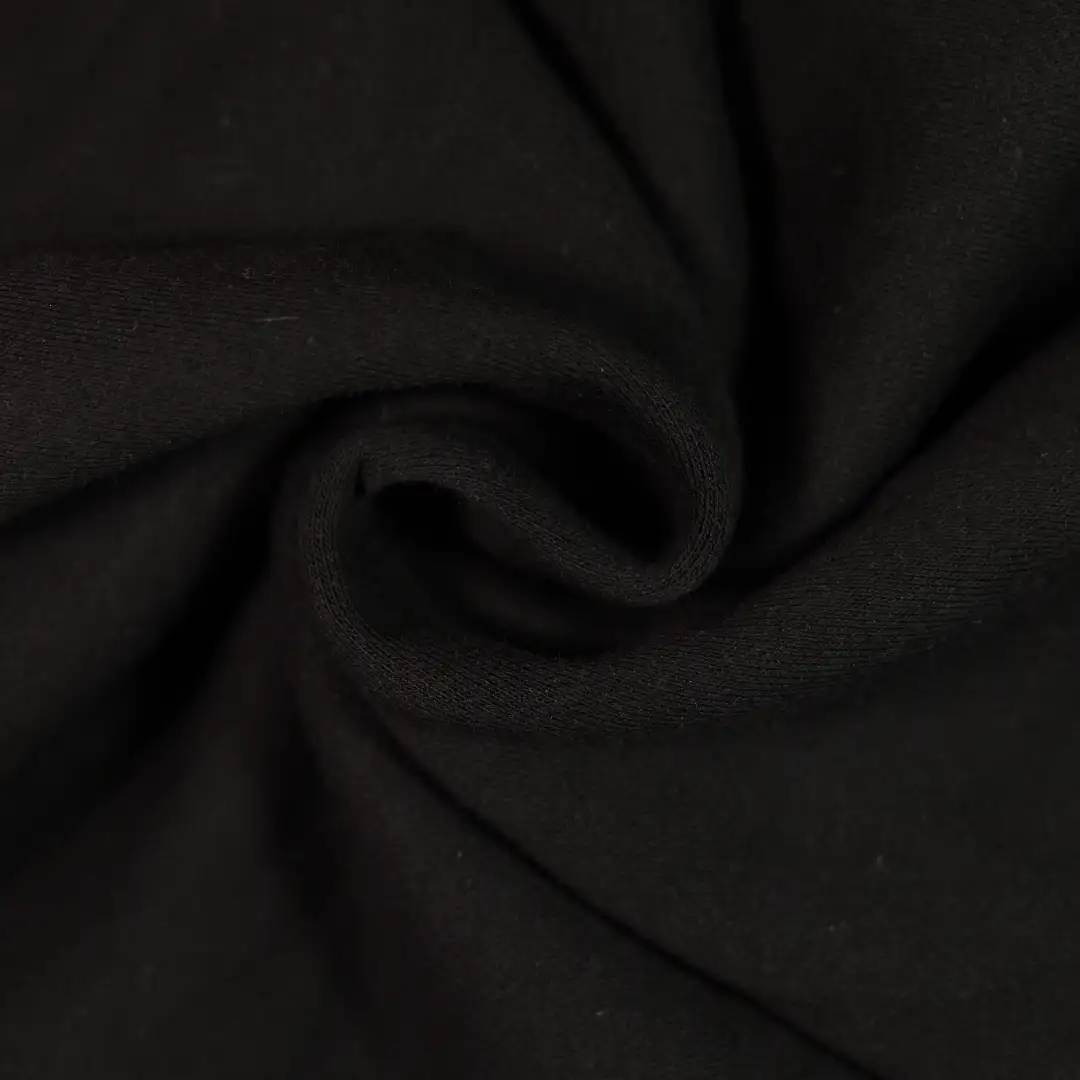 China Fabric for Jackets,Hoodie,Open Waistcoat Fleece Knit Fabric Cotton Polyester BLACK color buy from China wholesaler bulk order at wholesale price free worldwide shipping Alibaba