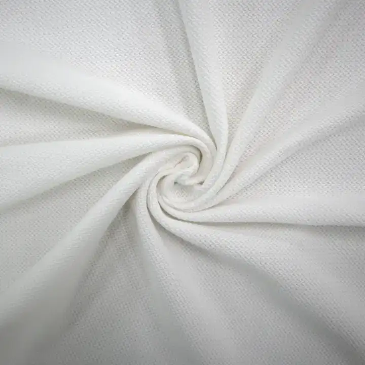 India Fabric for T-Shirt,Polo Shirt,Women Top Weft Jacquard Knit Fabric Cotton White color buy from India wholesaler bulk order at wholesale price free worldwide shipping Alibaba