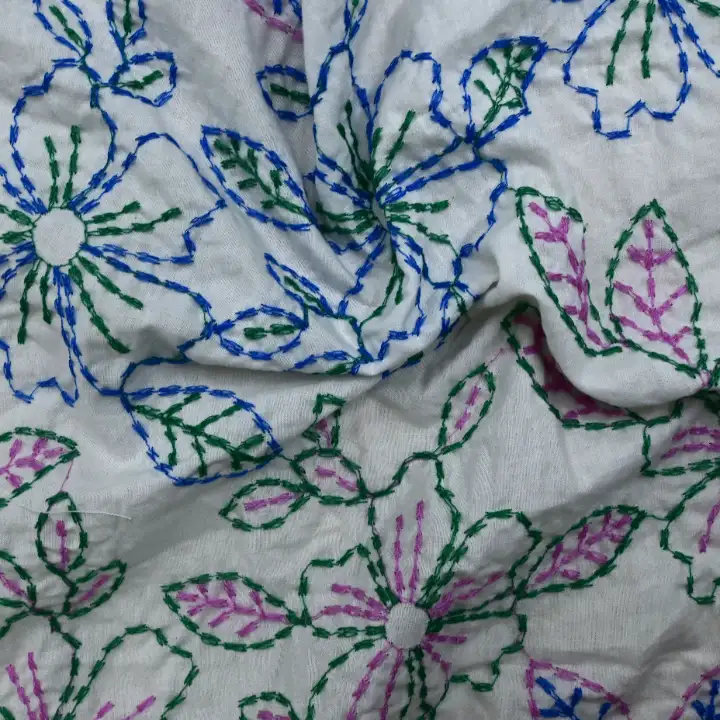 India Fabric  Cotton Plain Natural Woven Fabric white with colored emb color buy in India wholesaler bulk order at wholesale price free worldwide shipping Alibaba