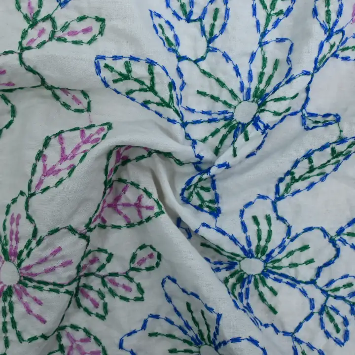 India Fabric  Cotton Plain Natural Woven Fabric white with colored emb color buy in India wholesaler bulk order at wholesale price free worldwide shipping Alibaba